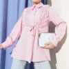 Lace-Up Blouse Pink