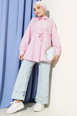 Alternative view of Lace-Up Blouse Pink