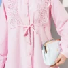 Lace-Up Blouse Pink - الصورة 4