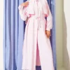 Long Tunic Set with Chest Panel and Tie Belt Pink