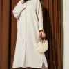 Oversized Long Shirt with Wide Sleeves Beige