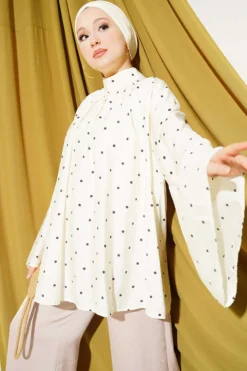 Oversized Tunic with Polka Dots Yellow