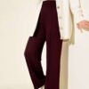 Wide Waistband Elasticated Trousers Plum