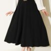 Wide Belted Zipper Skirt Black