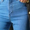 Wide Leg Buttoned Denim Pants Blue - immagine 4