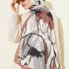 Geometric Floral Shawl Brown - Image 2