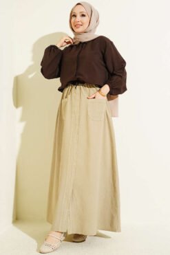 Vue alternative de Hidden Button Waist Tunic Short Shirt Brown
