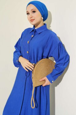 Vue alternative de Long Tunic Set with Hidden Button and String Detail