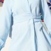 Hidden Button Self-Belted Shirt Baby Blue – Image 4
