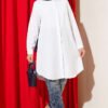 Hidden Button Long Basic Shirt Benetton White - immagine 2