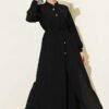 Long Tunic with Hidden Button Two-Piece Set Black