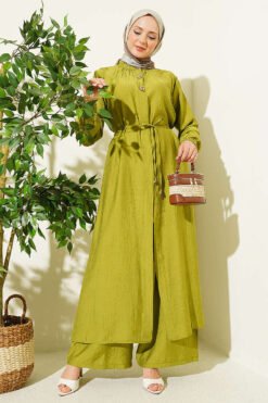 Long Tunic with Hidden Button Two-Piece Set