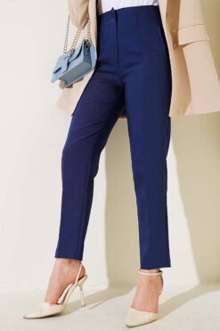 منظر بديل لـ Hidden Zipper Slim Fit Pants Navy Blue