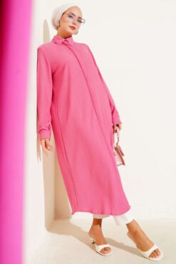 Vista alternativa de Hidden Placket Long Shirt Fuchsia