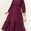 Ruffle Tiered Dress Burgundy