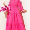 Ruffle Tiered Dress Fuchsia wholesale dress view 2 - Hicabistan Turkey factory
