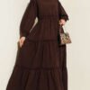 Ruffle Tiered Dress Brown