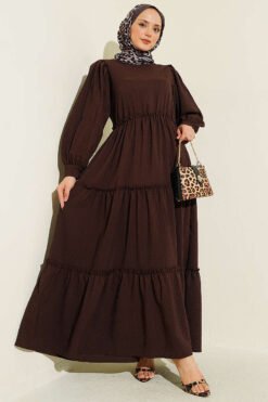 Ruffle Tiered Dress Brown