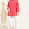 Shirt with Chest Ruching Detail Pomegranate Blossom - Afbeelding 2