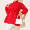 Gathered Chest Shirt Red
