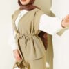 Vest with Brooch Two-Piece Set Gold
