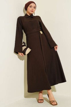 Skirt Set with Gold Floral Accessory Brown