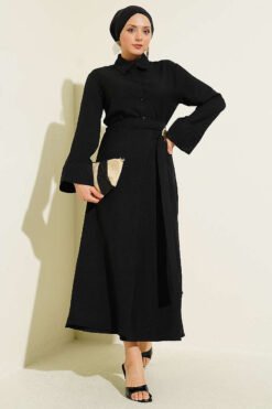 Skirt Set with Gold Floral Accessory Black