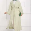 Long Kimono with Button and Tie Green – Image 4