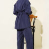 Gold Button Detail Waist Tunic Two-Piece Set Navy Blue – Image 3