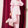 Gold Button Detail Waist Tunic Two-Piece Set Pink