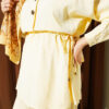 Gold Button Detail Waist Tunic Two-Piece Set Yellow – Bild 4