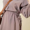 ⁦Gold Button Detail Waist Tunic Two-Piece Set Mink⁩ - الصورة ⁦4⁩