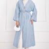 Long Kimono with Button and Tie Baby Blue - Afbeelding 4