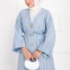 Long Kimono with Button and Tie Baby Blue - Afbeelding 2