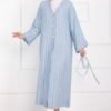 Long Kimono with Button and Tie Baby Blue - Afbeelding 5