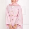 Long Kimono with Button and Tie Pink – Bild 2