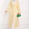 Long Kimono with Button and Tie Yellow