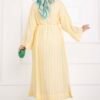 Long Kimono with Button and Tie Yellow - Image 5