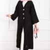 Long Kimono with Button and Tie Black – Image 3