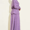 Gold Buttoned Waist Tunic Skirt Set Lilac - Afbeelding 3