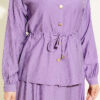 Gold Buttoned Waist Tunic Skirt Set Lilac - Afbeelding 4