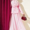 ⁦Zipped Modal Long Tunic Set with Scarf Pink⁩ - الصورة ⁦5⁩