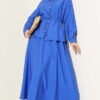Gold Buttoned Waist Tunic Skirt Set Gold