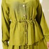 Gold Buttoned Waist Tunic Skirt Set Gold – Bild 4
