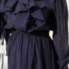 Gold Button Front Ruffled Skirt Set Navy Blue wholesale clothing set view 4 - Hicabistan Turkey factory