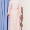 Gold Button Front Ruffled Skirt Set Pink - immagine 3