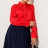 Buttoned Satin Shirt Red