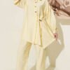 Gold Button Side Tie Two-Piece Set Yellow
