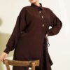 Gold Button Side Tie Two-Piece Set Brown - Afbeelding 2