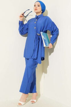 Gold Button Side Tie Two-Piece Set Gold